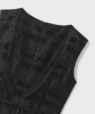 GRACE CONTINENTAL スパンコールチェックドレス ブラック