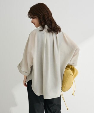 Green Parks 開襟シアーシャツジャケット Gray Beige