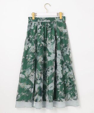ANY SIS 【WEB・一部店舗限定】ハッチングフラワープリント スカート グリーン系