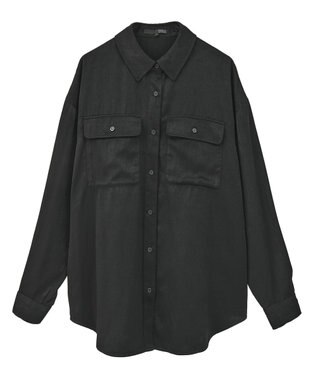 Green Parks ・ＳＵＧＡＲ　ＳＰＯＯＮ　サテンオーバーシャツ Black