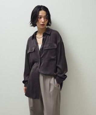 Green Parks ・ＳＵＧＡＲ　ＳＰＯＯＮ　サテンオーバーシャツ Charcoal Gray