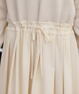 Tiaclasse 【洗える】マルチボーダーニットコンビワンピース ベージュ