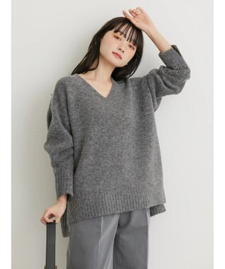 AMERICAN HOLIC ＭｉｘヤーンＶネックニットプルオーバー Gray Mixture