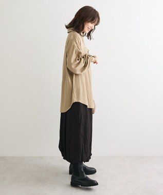 Green Parks ・ＳＵＧＡＲ　ＳＰＯＯＮ　サテンオーバーシャツ Beige