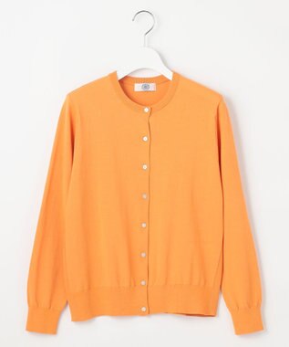 J.PRESS LADIES S 【洗える】BASIC HT COTTON クルーネック カーディガン オレンジ系