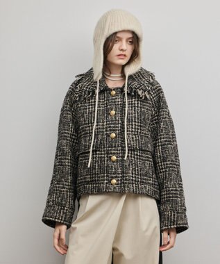 GRACE CONTINENTAL パディングツイードジャケット ベージュ