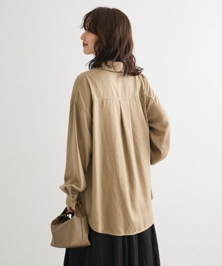 Green Parks ・ＳＵＧＡＲ　ＳＰＯＯＮ　サテンオーバーシャツ Beige
