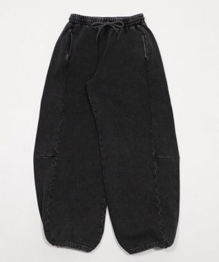 WEGO 【ウエストゴム/SMサイズ展開】裏起毛カーブデザインスウェットパンツ スミクロ
