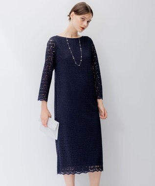 23区 【APPLAUDIR】オプティカルフラワーレース ドレス ネイビー系