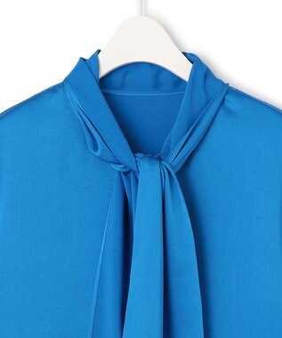 ICB 【洗える】 ヴィンテージストレッチサテン ブラウス サファイア系