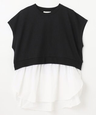 ANY 裏毛レイヤード風トップス ブラック