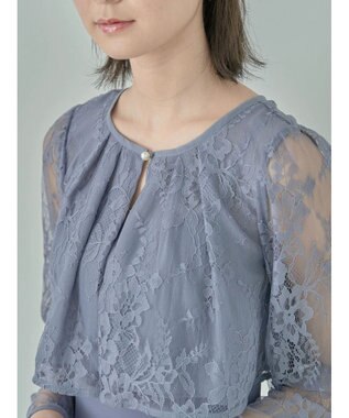 earth music&ecology ＳＥＴ２点　レースブラウス付きナローワンピース Grayish Blue