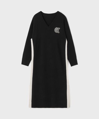 GRACE CONTINENTAL ライン配色ニットワンピース ブラック