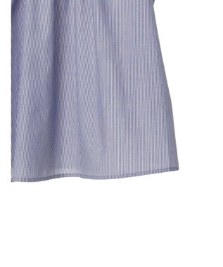 earth music&ecology ギャザーフレンチスリーブブラウス Stripe Navy