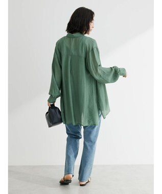 Green Parks レギュラー前後差シアーシャツ Green
