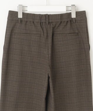 J.PRESS LADIES L 【洗える】T/Rアルガンシルクチェック ワイド パンツ ブラウンチェック系