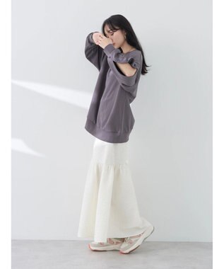 earth music&ecology 袖スリットスウェット Charcoal Gray