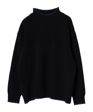 CRAFT STANDARD BOUTIQUE 洗えるモールニット配色プルオーバー Black