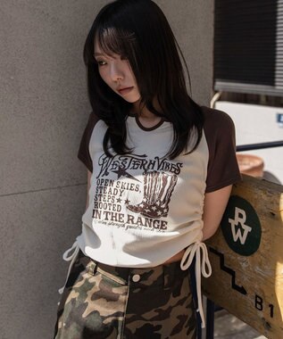 WEGO キーネックサイドレースアップちびT 柄6