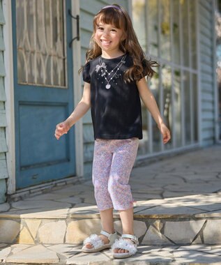 ANY KIDS 【WEB限定】7days プリント 半袖 Tシャツ ブラック×ネックレス