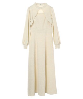 earth music&ecology ＳＥＴ２点ジャガードボレロ＋ワンピース Ecru