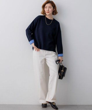 23区 【先行予約】バイカラーダブルフェイス ニット ネイビー×サックス