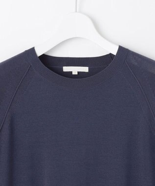 自由区 L 【洗える】タフタコンビ半袖 ワンピース インディゴブルー×ブラック