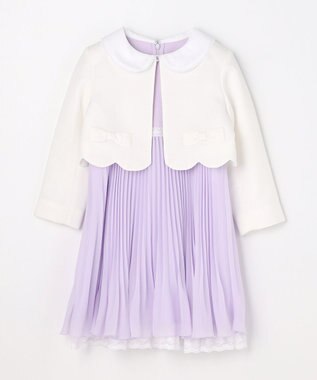 ANY KIDS 【2点セット】リボンボレロジャケット+シフォンプリーツ ワンピース ラベンダー
