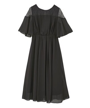 YECCA VECCA レース切替シフォンドレス Charcoal Gray