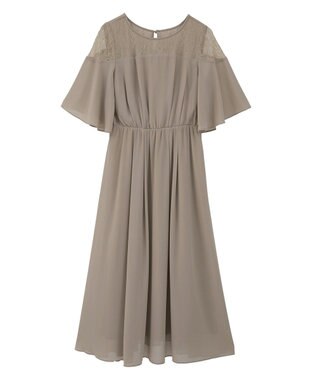 YECCA VECCA レース切替シフォンドレス Beige
