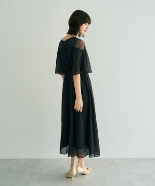 YECCA VECCA レース切替シフォンドレス Charcoal Gray