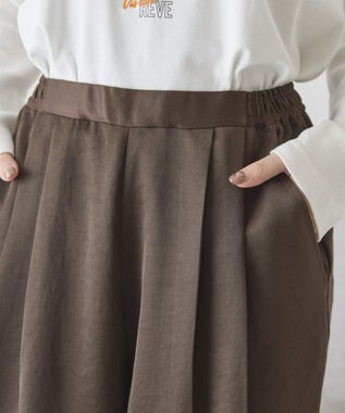 AMERICAN HOLIC 【イージーケア】サテンカーブパンツ Brown