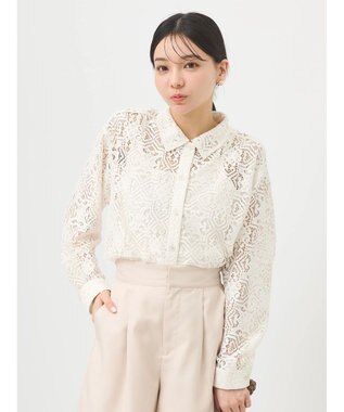 earth music&ecology レースショートシャツ Ivory