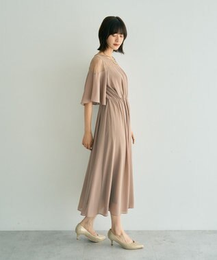 YECCA VECCA レース切替シフォンドレス Beige