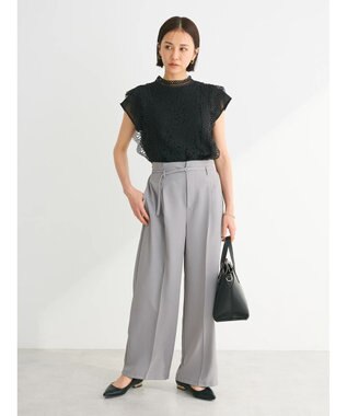 Green Parks ・Ｐｅｔｉｔ　Ｆｌｅｕｒ　フレンチレーシ－ブラウス Black