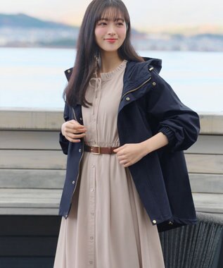 Tiaclasse L 襟フリルリボンワンピース ベージュ