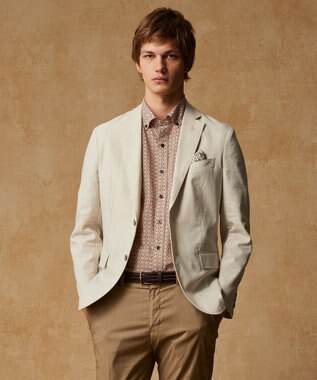 JOSEPH ABBOUD 【キングサイズ・サスティナブル】ジオメットリックパターン シャツ オレンジ系5