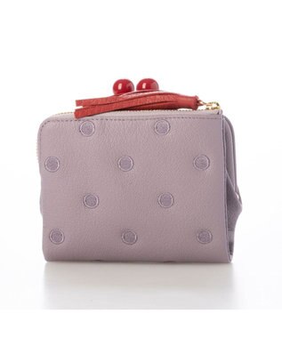 UNBILLION ペルケ perche / アクリル玉がま口2つ折り財布 ラベンダードット