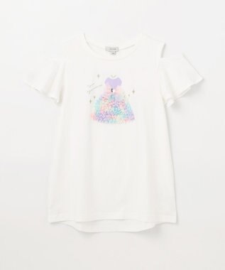 ANY KIDS 接触冷感 しろくま オフショルダー Tシャツ オフホワイト×ドレス