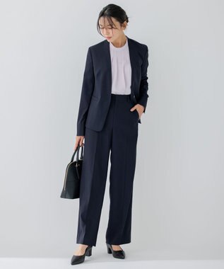 23区 【洗える】 バックサテンアムンゼン スタンドカラー ブラウス ライラック系