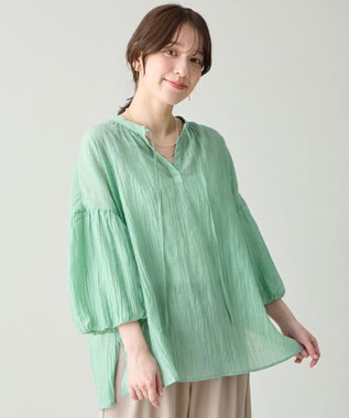 ANY バルーンスリーブスキッパーブラウス グリーン
