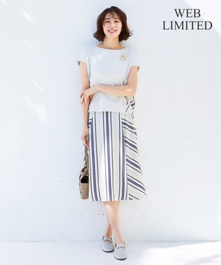 自由区 L 【WEB限定】ランダムストライプ セットアップワンピース ベージュ系1