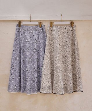 ANY SIS S 【洗える】フラワーレーシーオパール スカート ブルー系