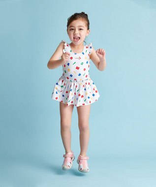 MIKI HOUSE HOT BISCUITS 【ミキハウス】【70-130cm】ワンピース水着 マルチカラー