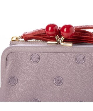 UNBILLION ペルケ perche / アクリル玉がま口2つ折り財布 ラベンダードット