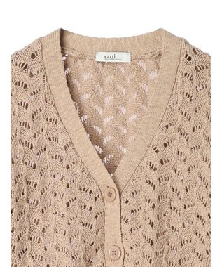 earth music&ecology スラブコットンレース編みカーディガン Mocha