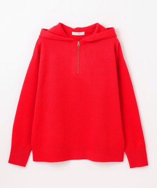 ANY L ハーフジップニットフーディー レッド