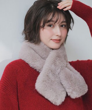 ANY SIS フェイクファー ティペット ライトグレー