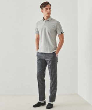 GOTAIRIKU ロングセラー【洗える/折り目加工/シワになりにくい/ウエストアジャスター】ウォッシャブル サマーウール100％パンツ_限定色(ノータック)25年モデル 新色/ライトグレー×格子