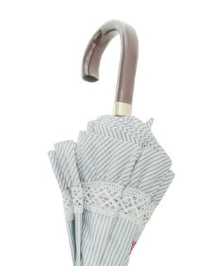 MOONBAT 【遮光/晴雨兼用】POLO RALPH LAUREN （ポロラルフローレン） 長傘 晴雨兼用日傘 ストライプフリル 遮光 遮熱 UV ダークブルー